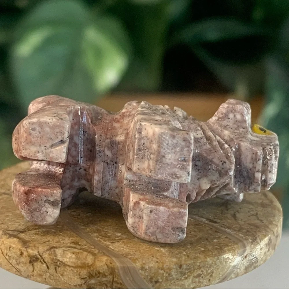 Miniature BUFFALO Stone Carving Mini Figurine Steatite Soapstone Carved Animal